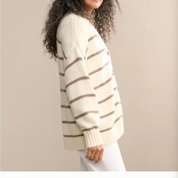 Jenni Kayne Chloe Cardigan-Cream and Taupe - Picture 3 of 11